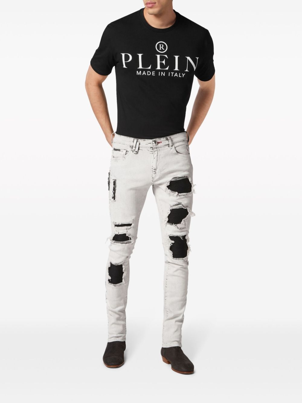 ripped stonewashed skinny jeans - 2