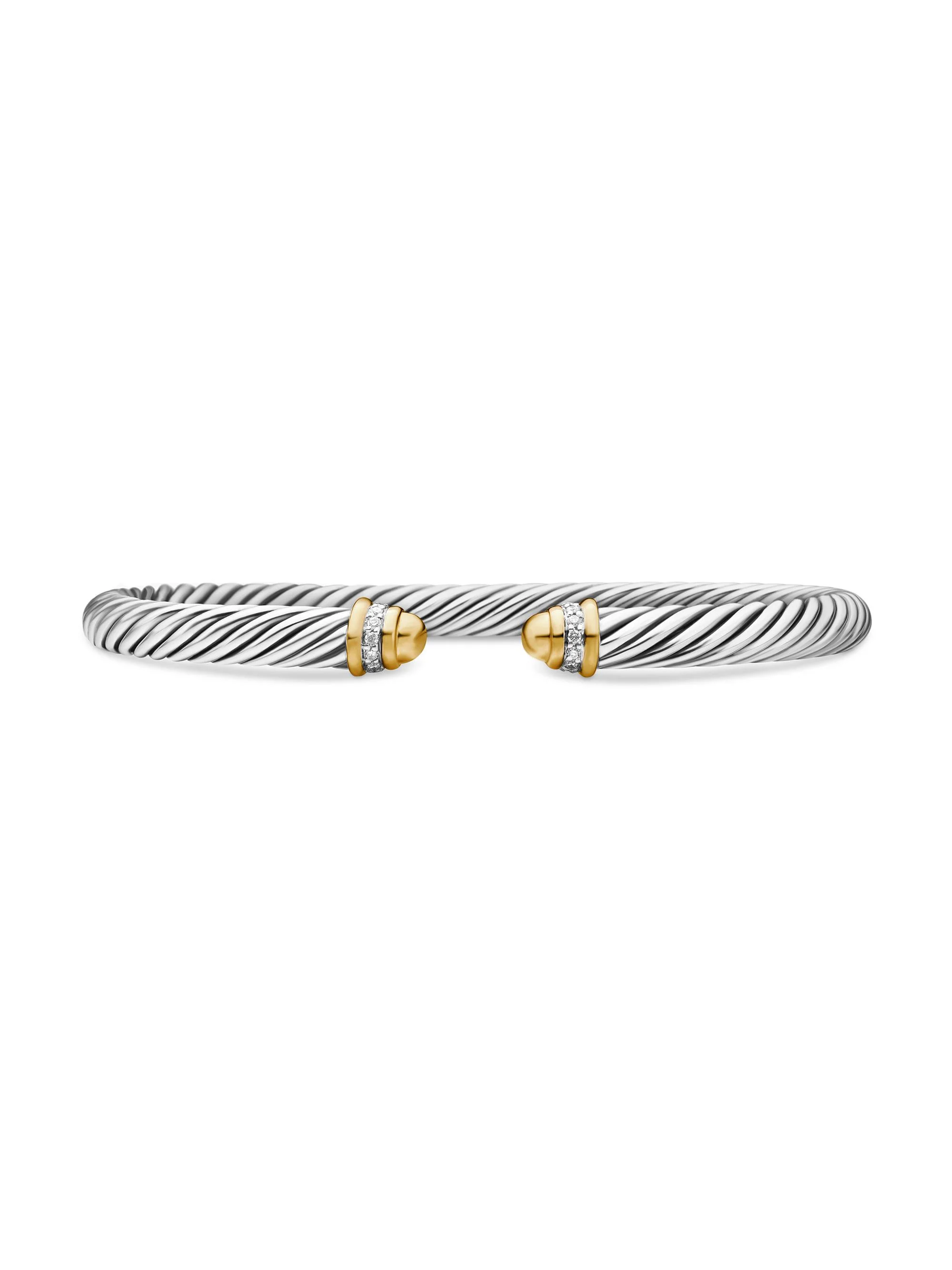 Women's Cable Bracelet With 18K Yellow Gold & Diamonds - Gold Dome - 1