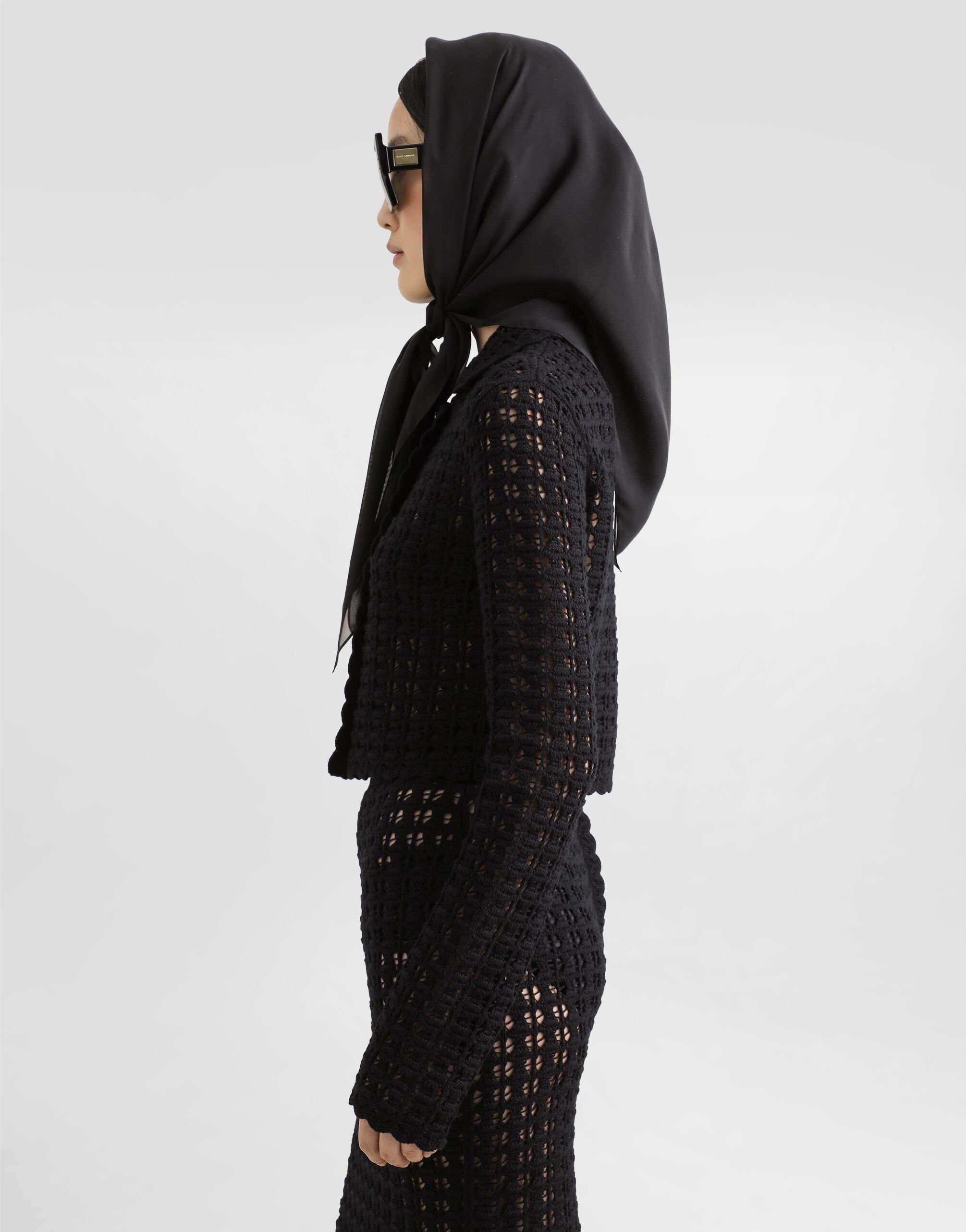 ジャケット DOLCE & GABBANA- SHORT DOUBLE-BREASTED WOOL CROCHET JACKET Short double-breasted wool crochet jacket in Black for Women