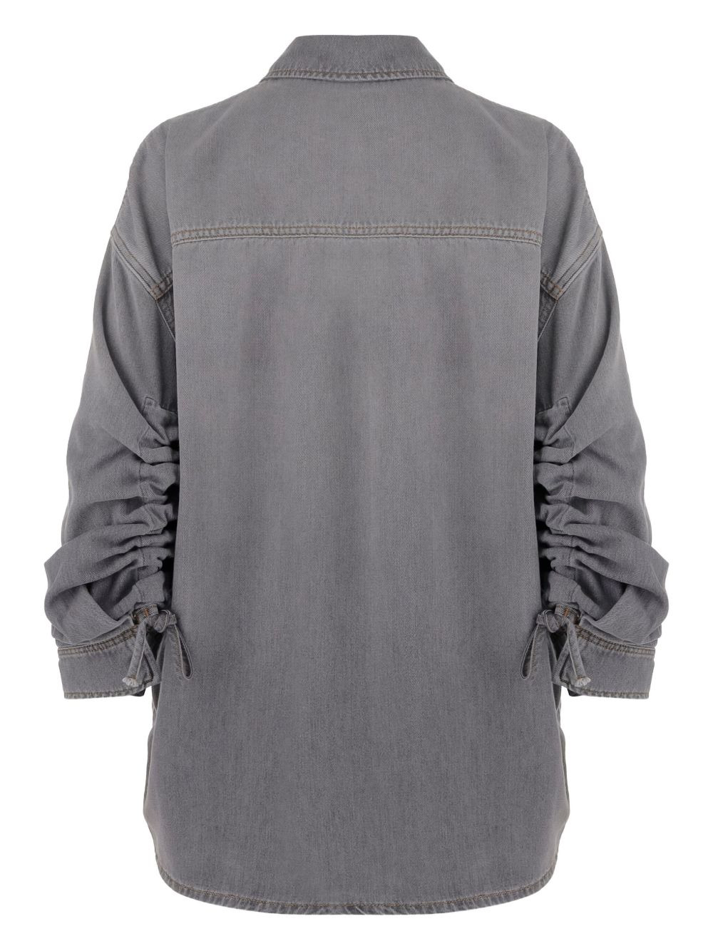 gathered-sleeve denim shirt - 2