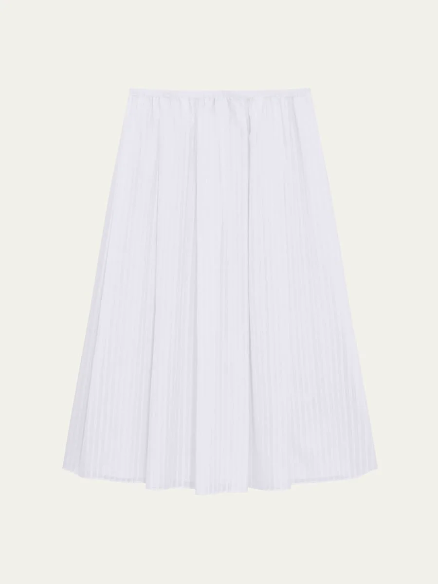 Stripe Pleated Midi Skirt - 1
