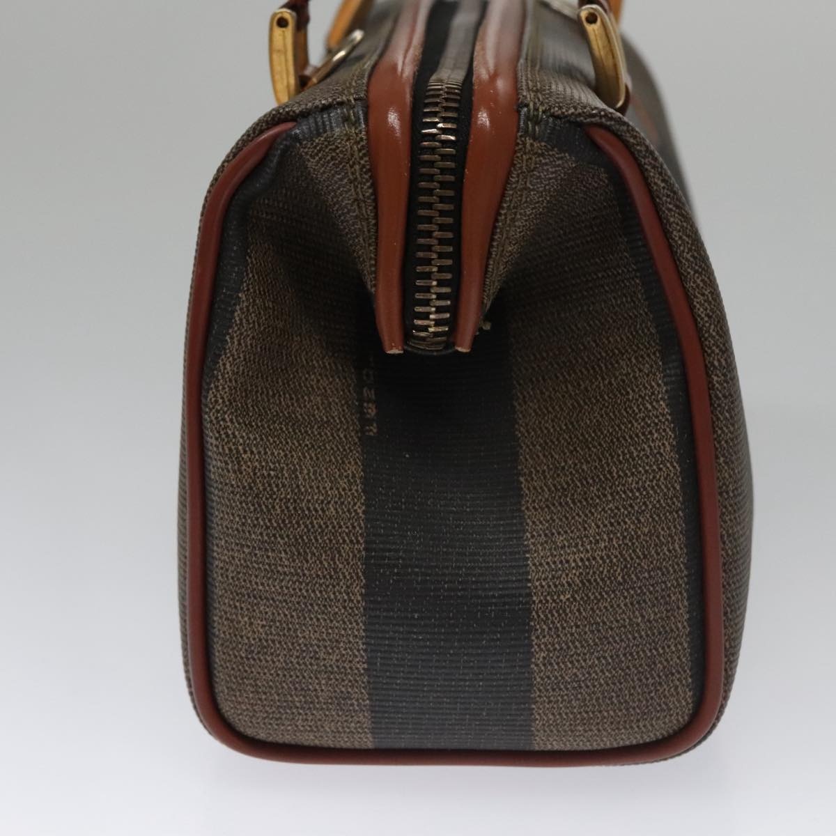 FENDI Pecan Canvas Mini Hand Bag Brown Black - 4