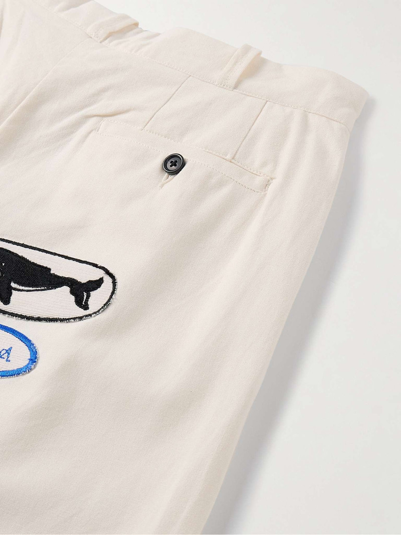 Cambridge McNab Straight-Leg Pleated Appliquéd Cotton-Canvas Trousers 5