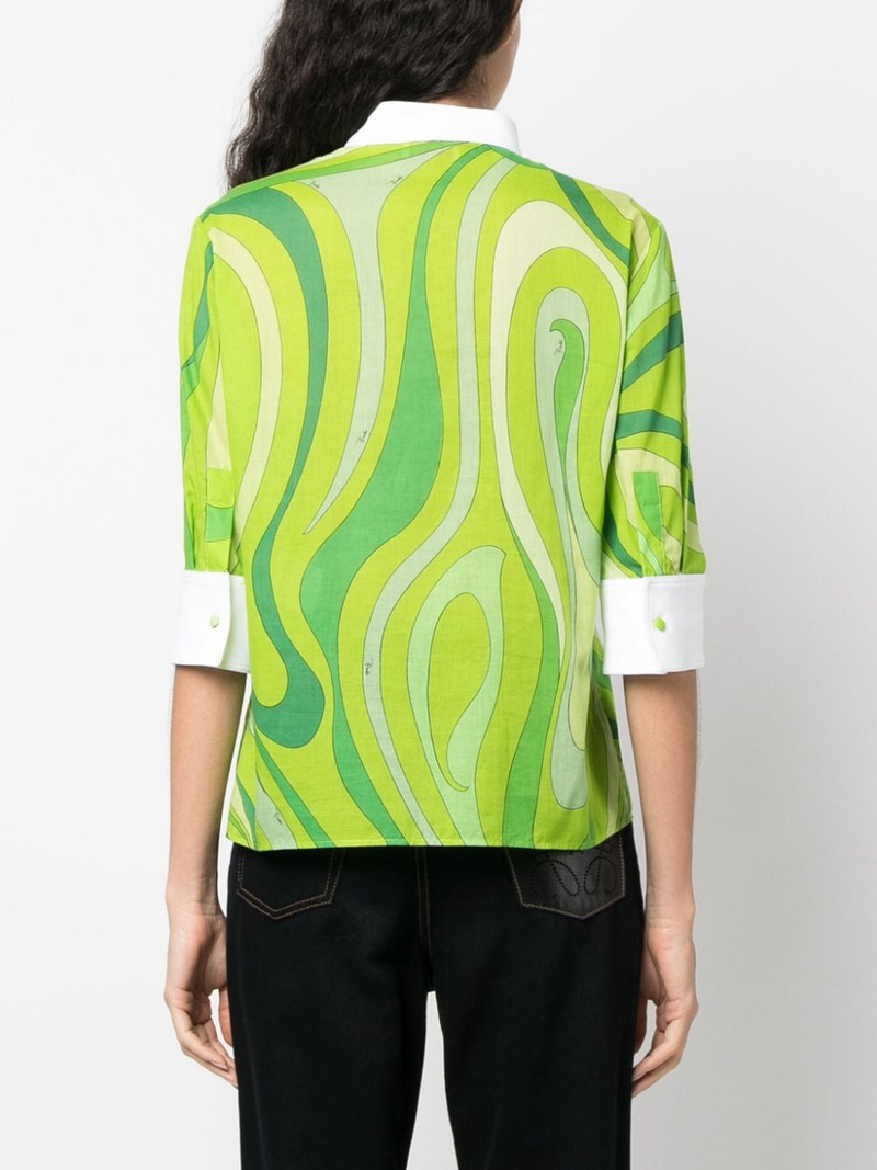 Marmo-print pleated cotton shirt 4