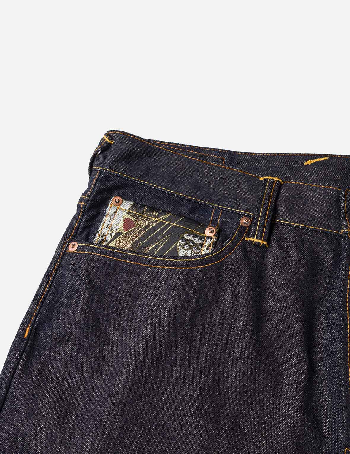 Brocade Inserted Daicock with Logo Embroidery Regular Fit Jeans #2000 - 3
