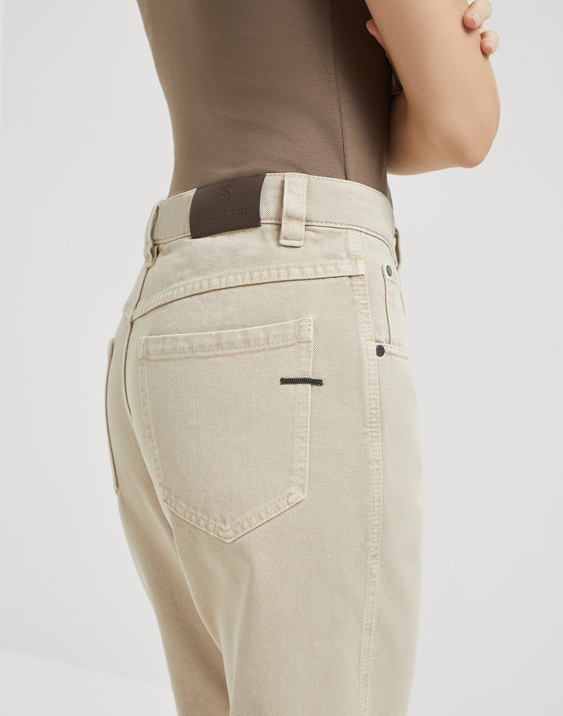 Dyed denim five-pocket straight trousers with shiny bartack 3