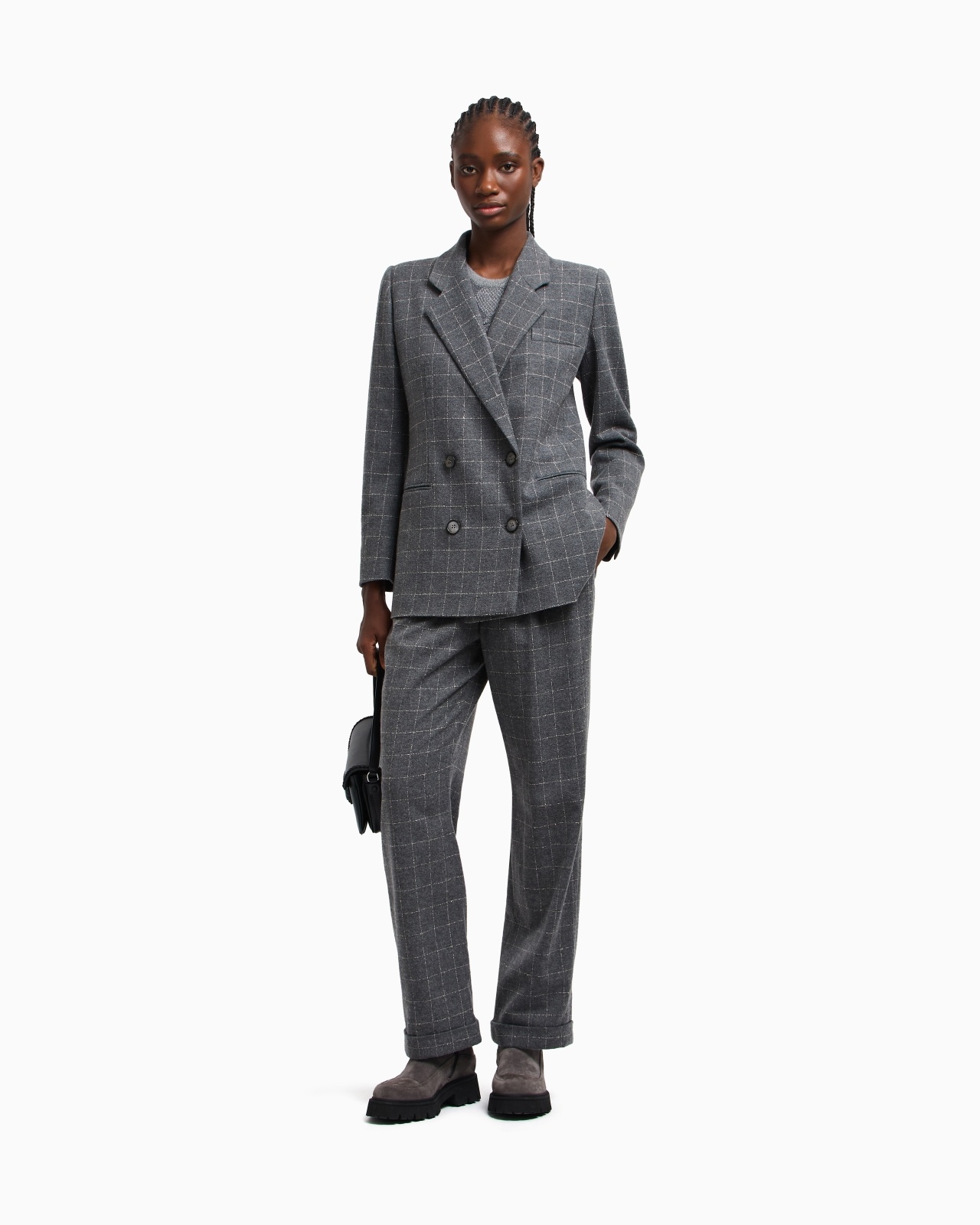 ICON FLANNEL DOUBLE-BREASTED BLAZER WITH A CHECK MOTIF - 2