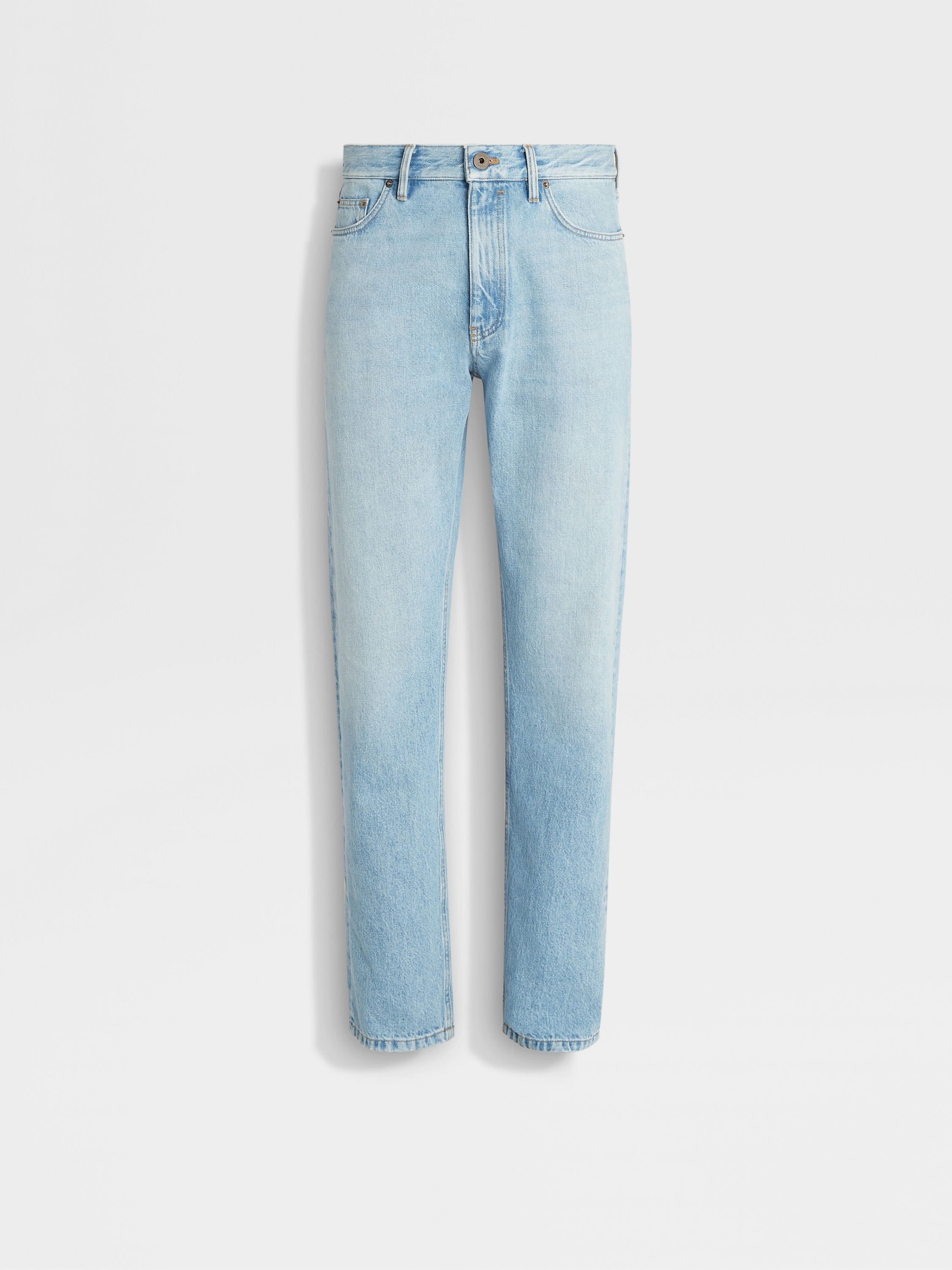 BLUE BLEACHED COTTON ROCCIA JEANS - 1