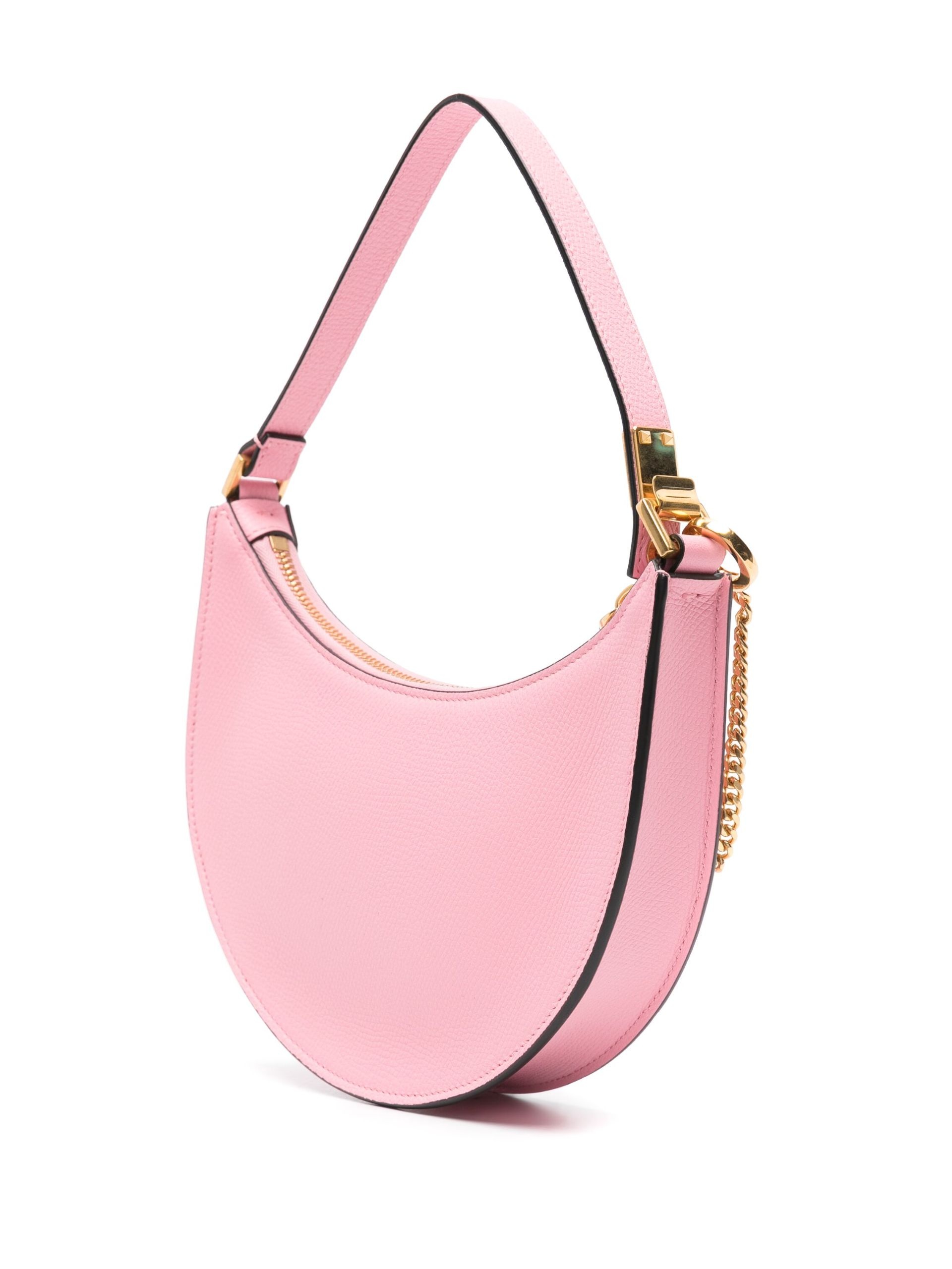 Pink VLogo Signature Leather Shoulder Bag - 3