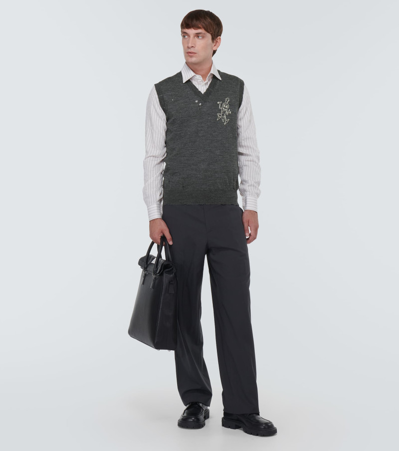 Maison Margiela Printed distressed wool sweater vest outlook