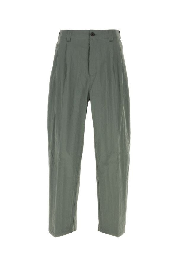 Maison Margiela Man Sage Green Cotton Blend Wide-Leg Pant - 1