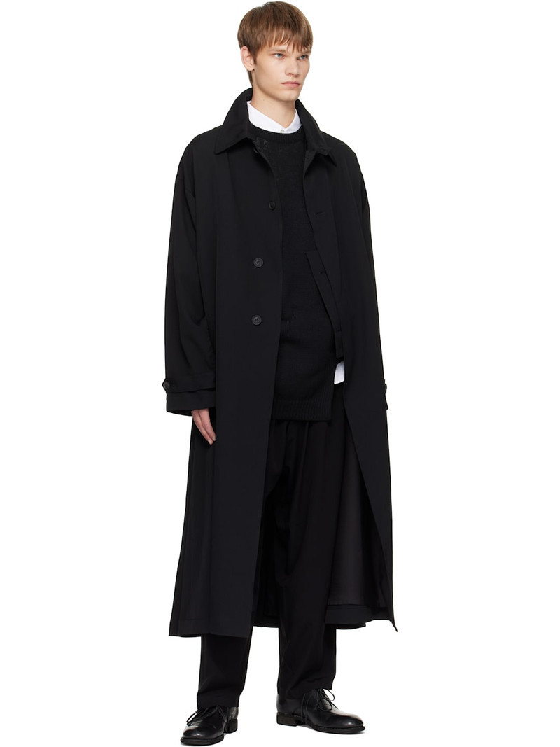 Yohji Yamamoto Black Wool Gabardine Designed Sleeve Coat outlook