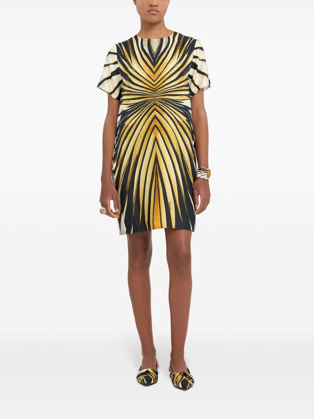 abstract-print silk dress - 2