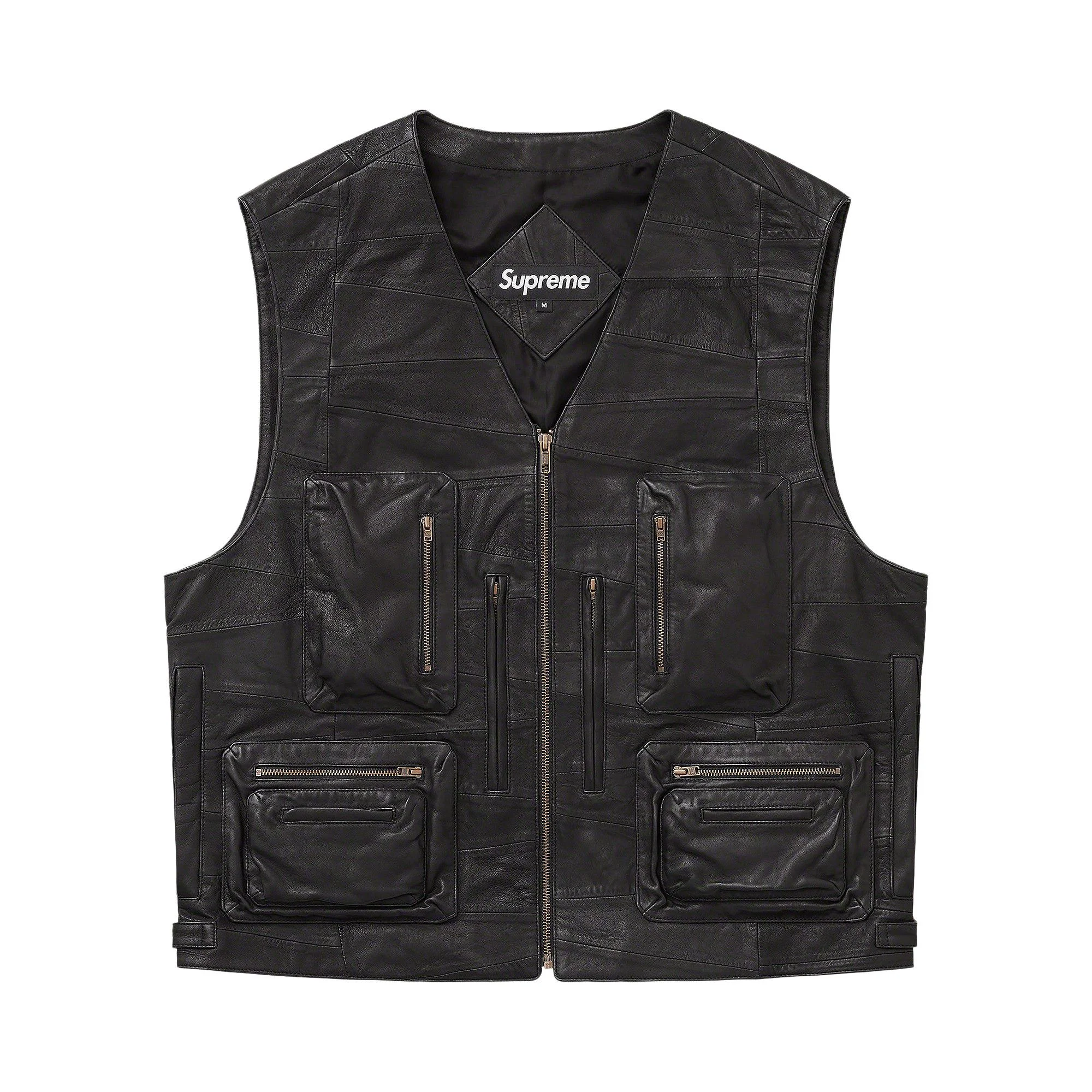 Supreme Patchwork Leather Cargo Vest 'Black' - 1