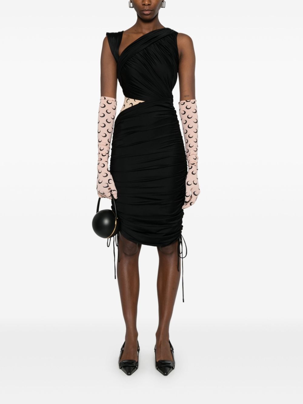 draped jersey midi dress - 2
