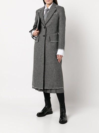Thom Browne frayed trim single-breasted coat outlook