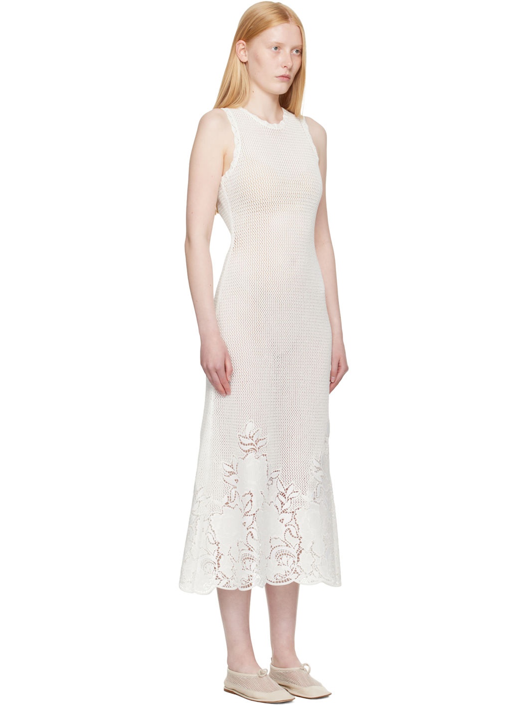 White Sleeveless Midi Dress - 2