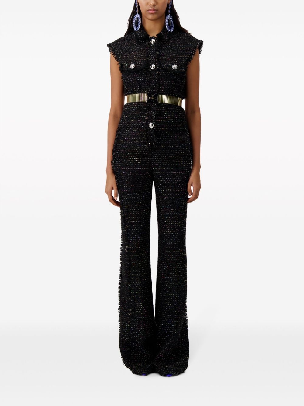 metallic-threading bouclÃ© jumpsuit - 2