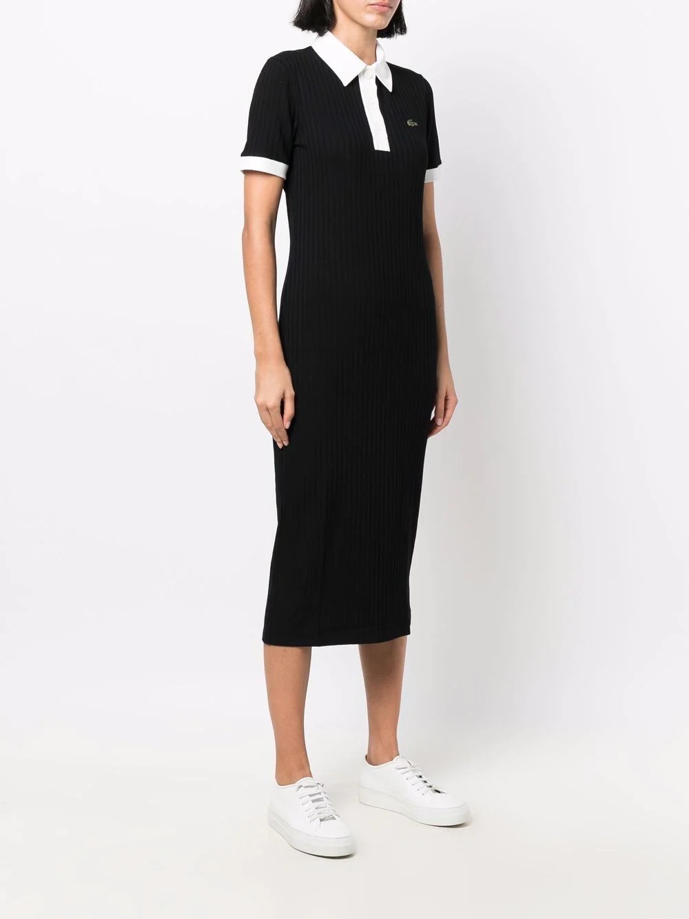 ribbed-knit polo dress - 3