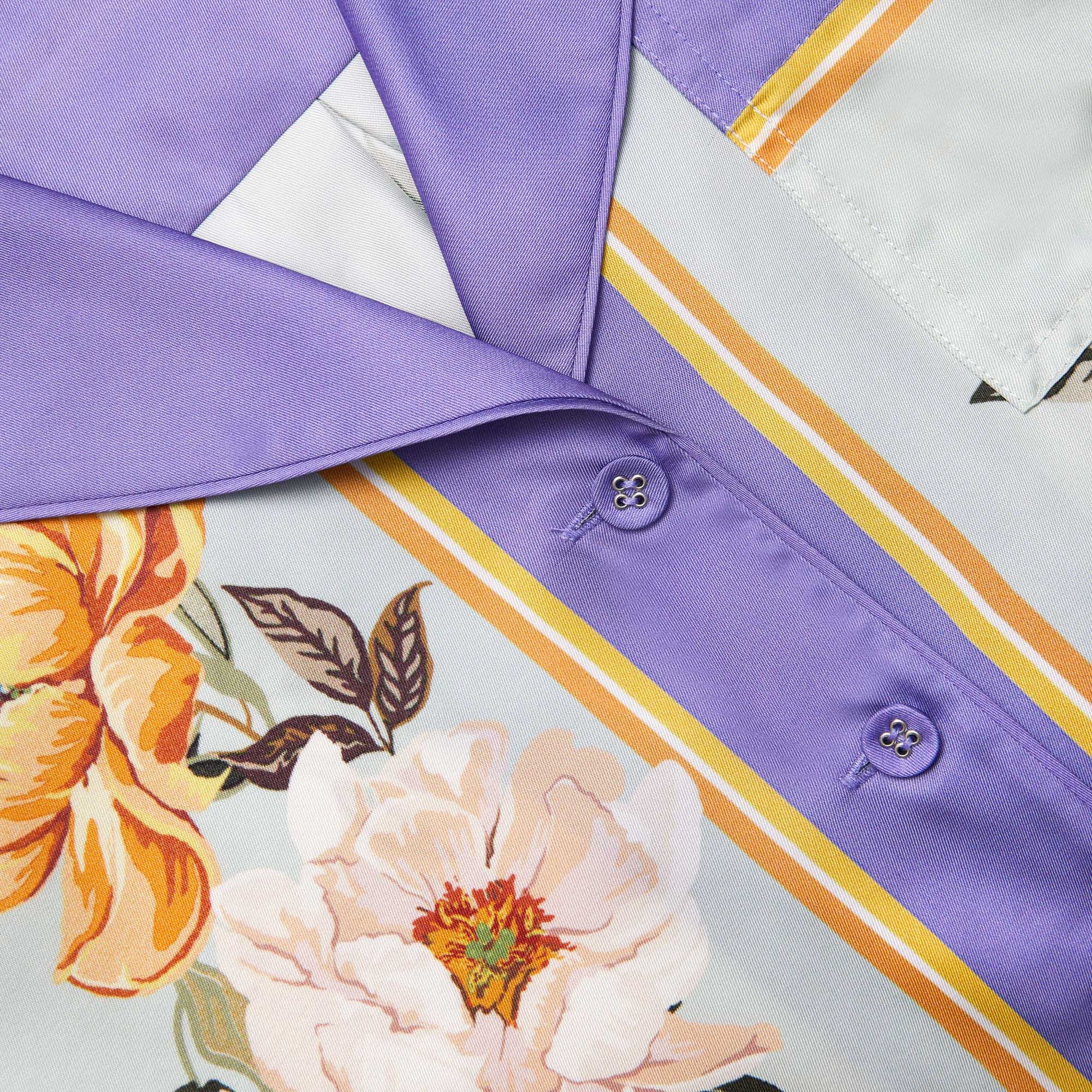 Blue Floral Viscose Shirt - 5