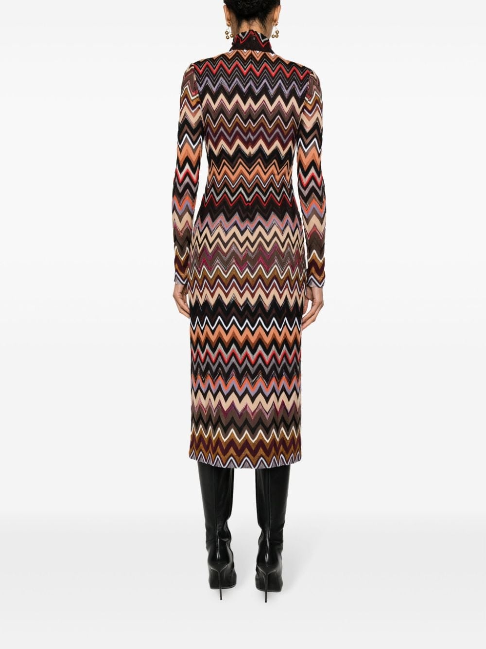 zigzag wool-blend midi dress - 4
