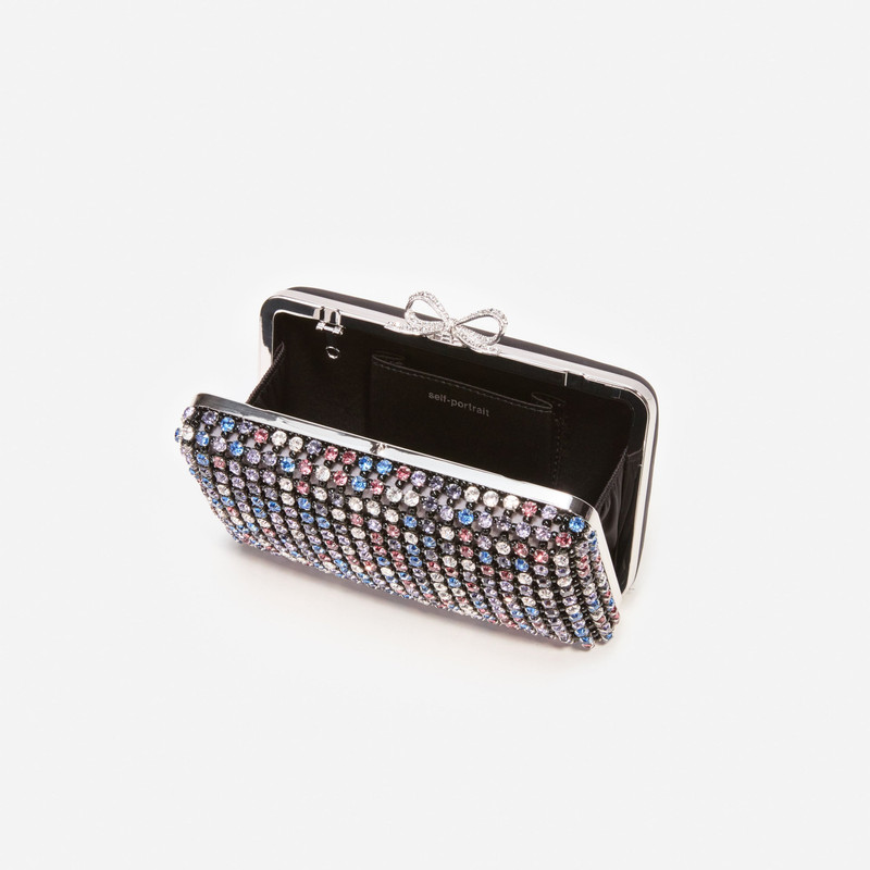 self-portrait Multi Crystal Chainmail Clutch outlook