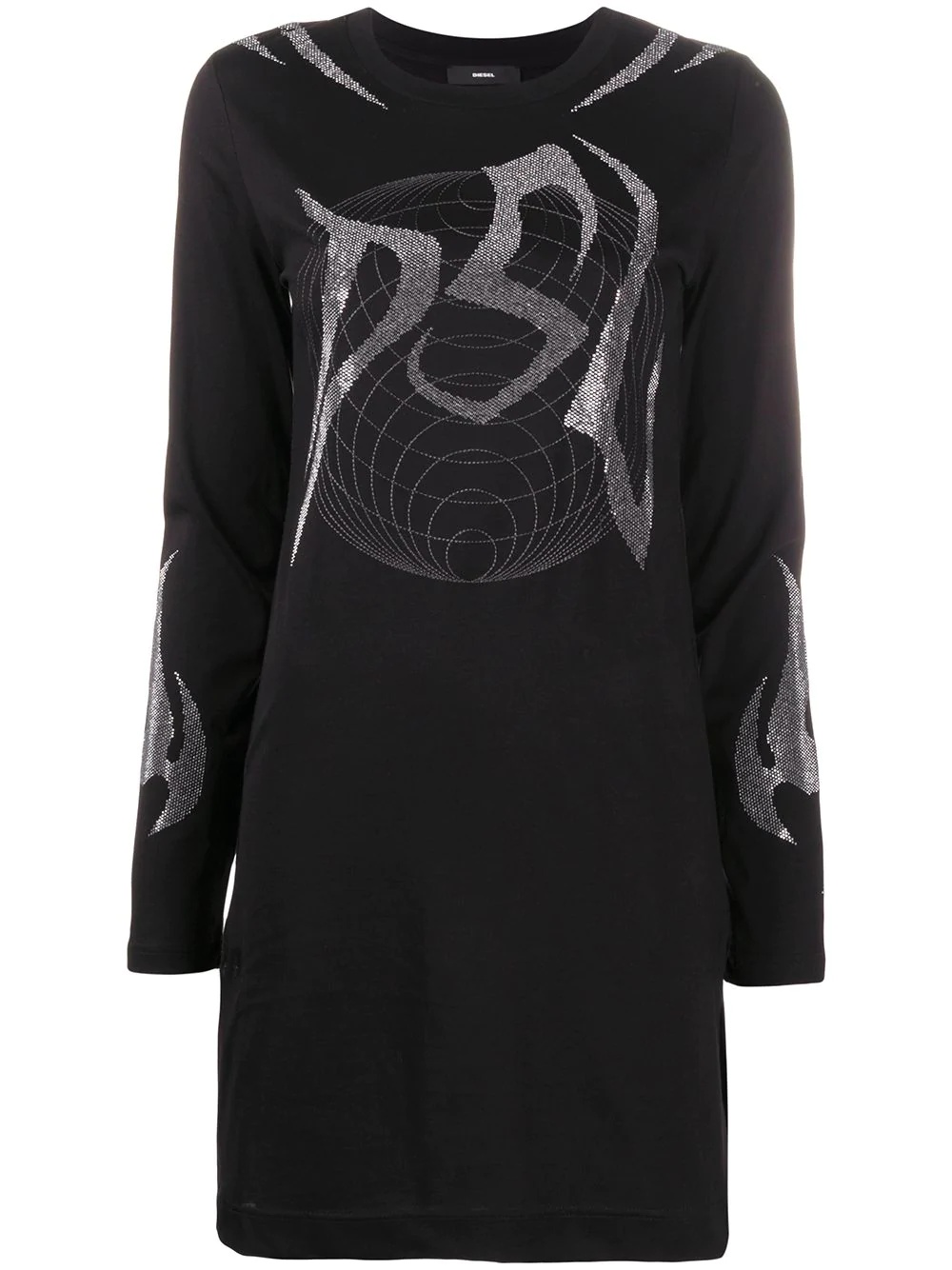 crystal-embellished long-sleeved T-shirt - 1