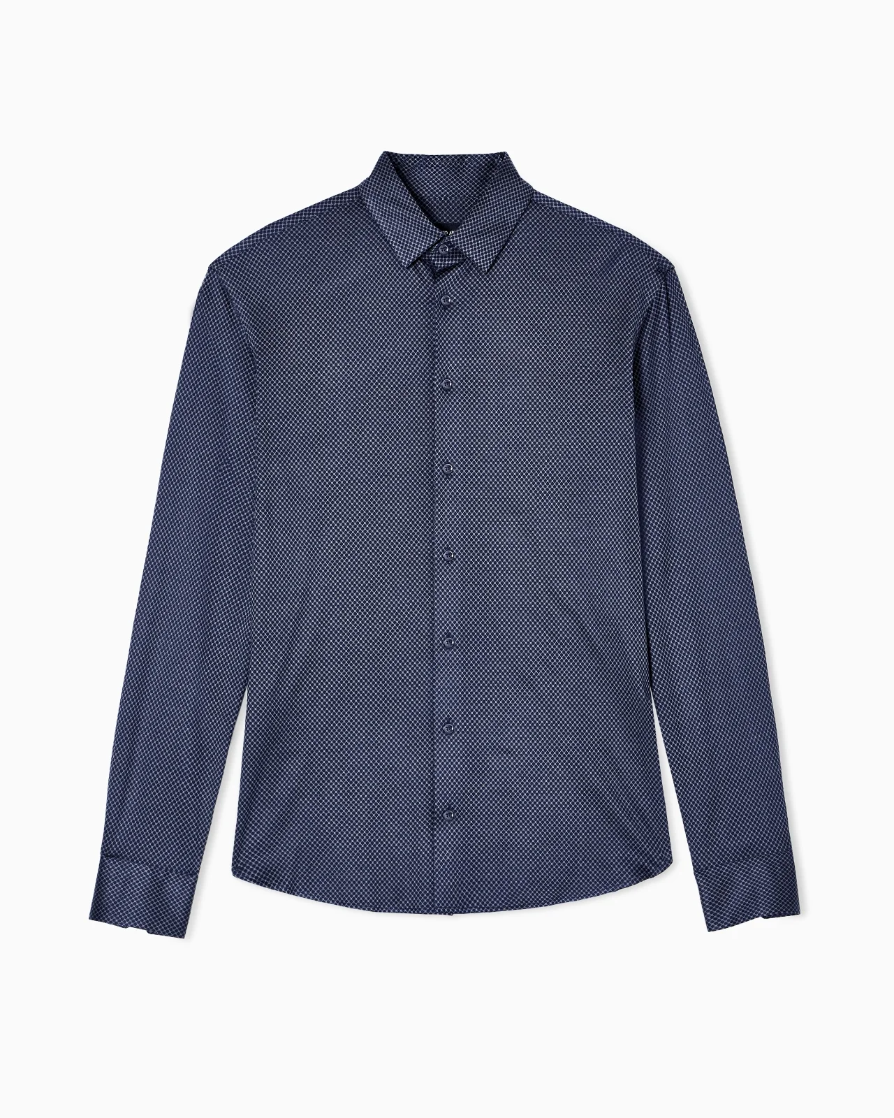 SLIM-FIT MICRO-JACQUARD SILK AND COTTON JERSEY SHIRT - 1
