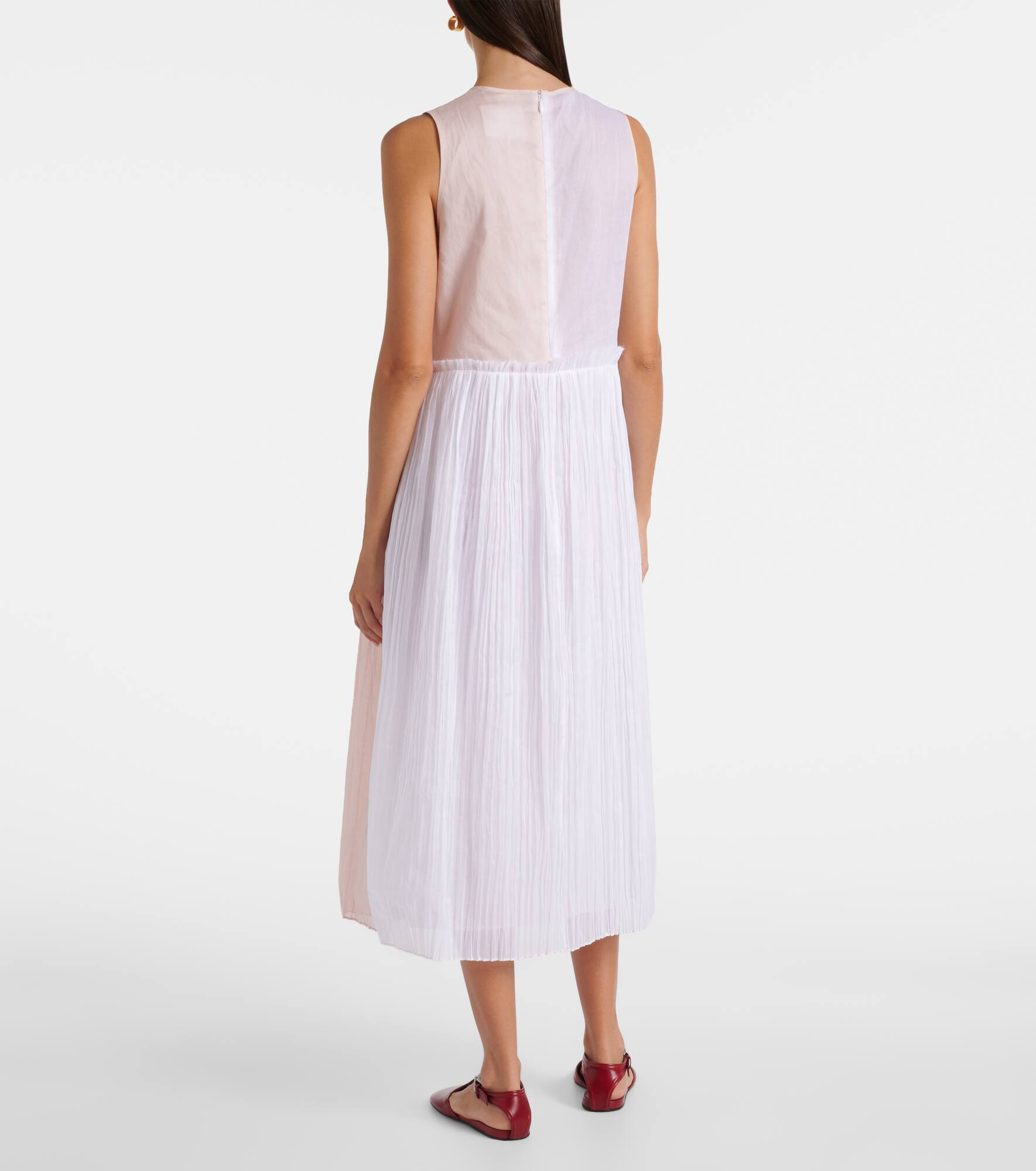 Pleated cotton organza muslin midi dress - 3
