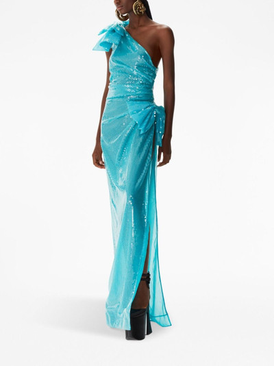 NINA RICCI sequinned asymmetric gown outlook