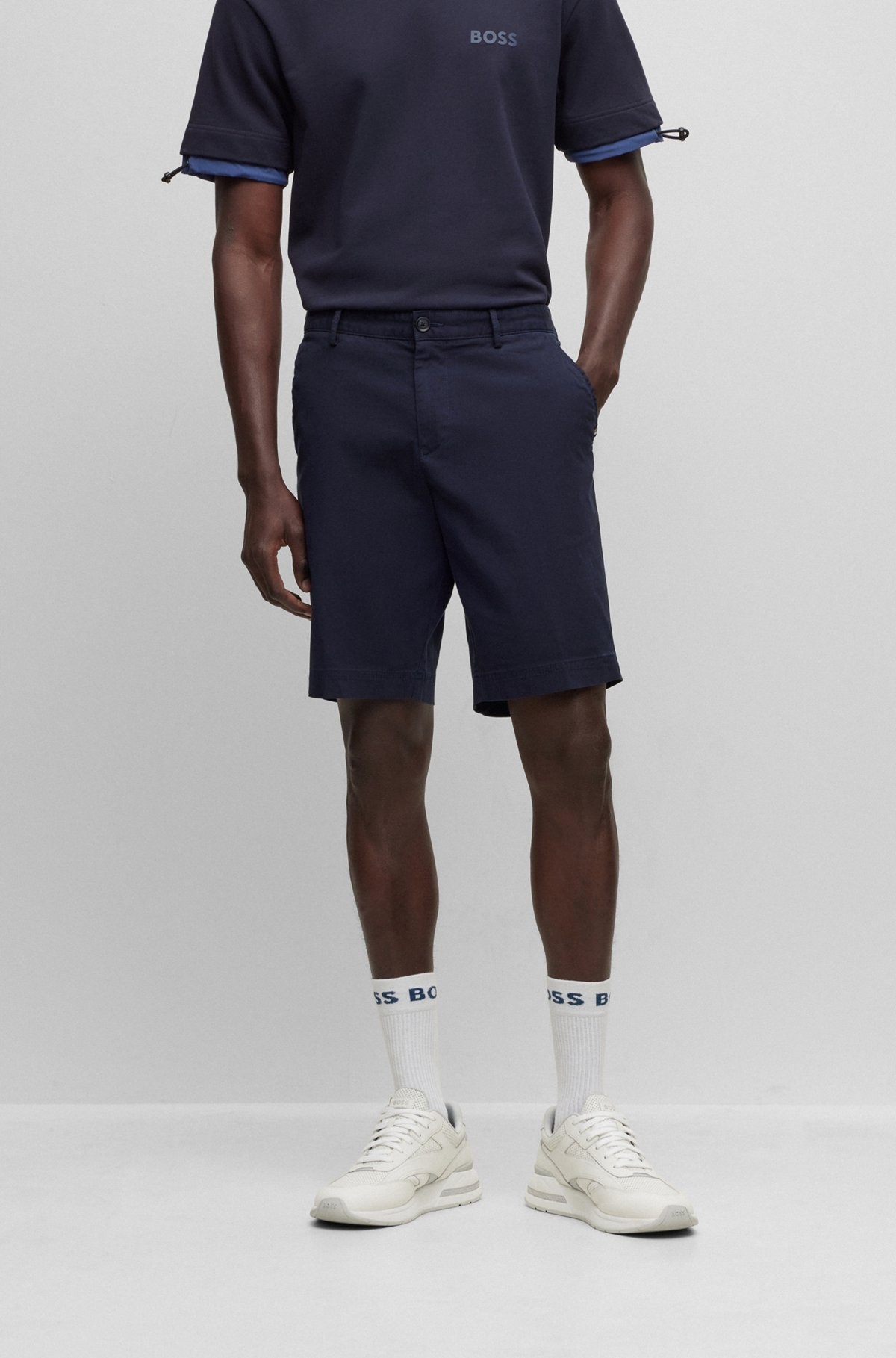 SLIM-FIT SHORTS IN STRETCH-COTTON GABARDINE - 2