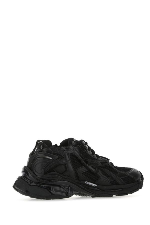 Black mesh and rubber Runner sneakers - 3