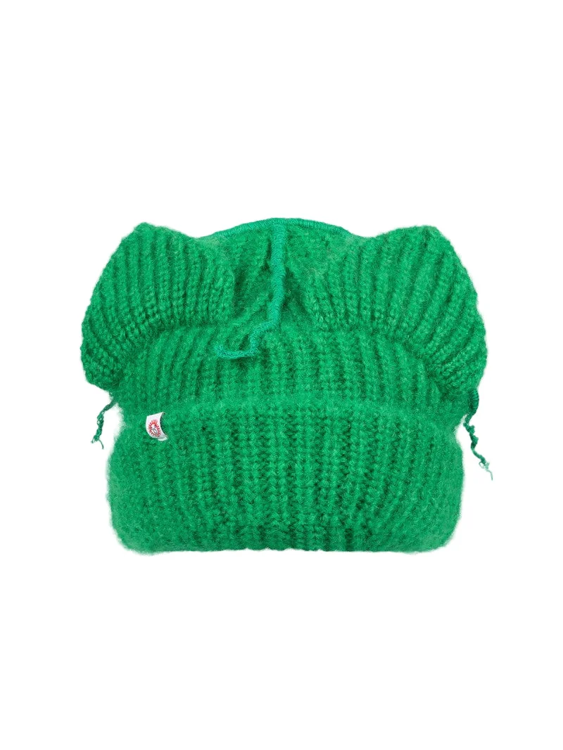 MOHAIR CHUNKY EARS BEANIE (GREEN) - 1