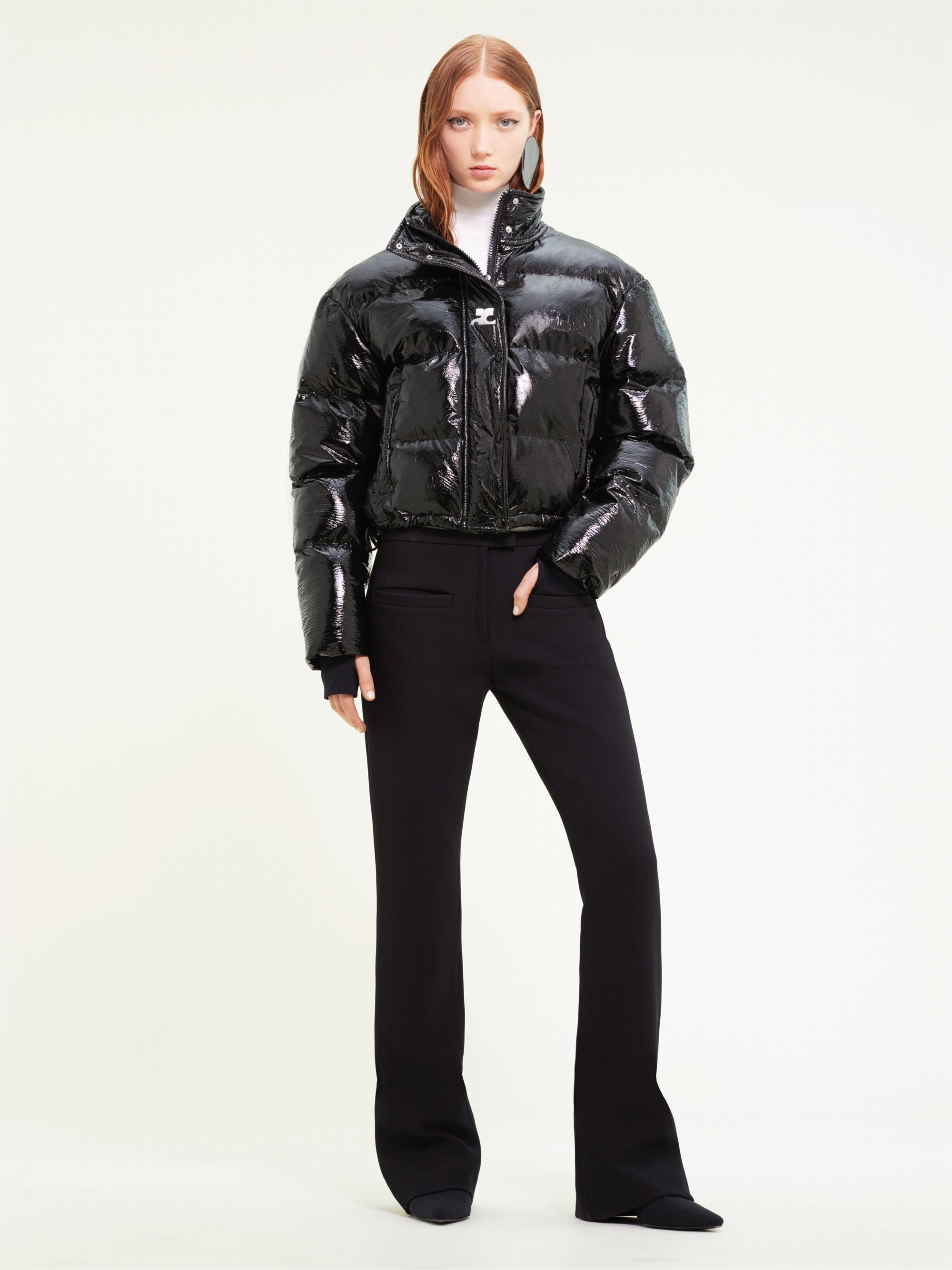 Vinyl Puffer Womens Black Shiny Puffer Coat Black Puffer Wet Look