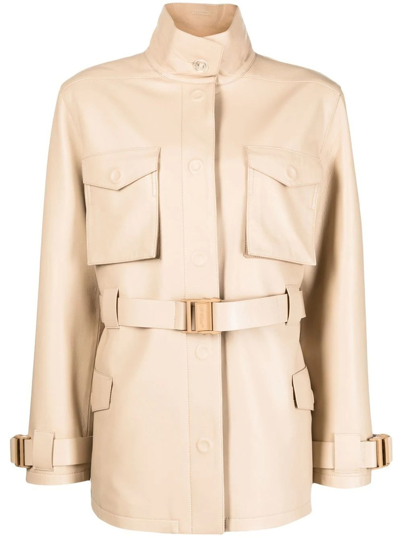 single-breasted belted-waist coat 1