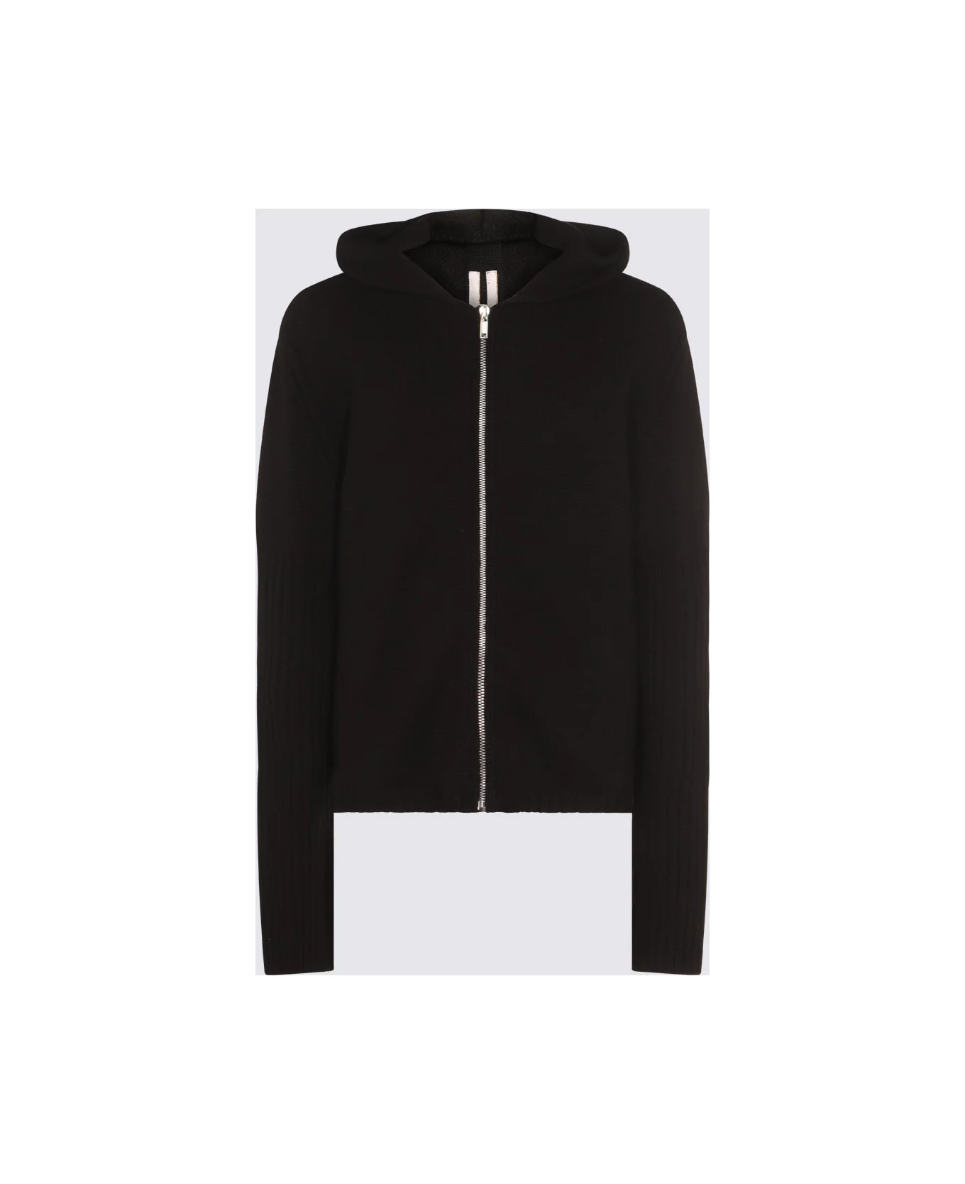 Black Wool Zipped Hoodie Knitwear - 1