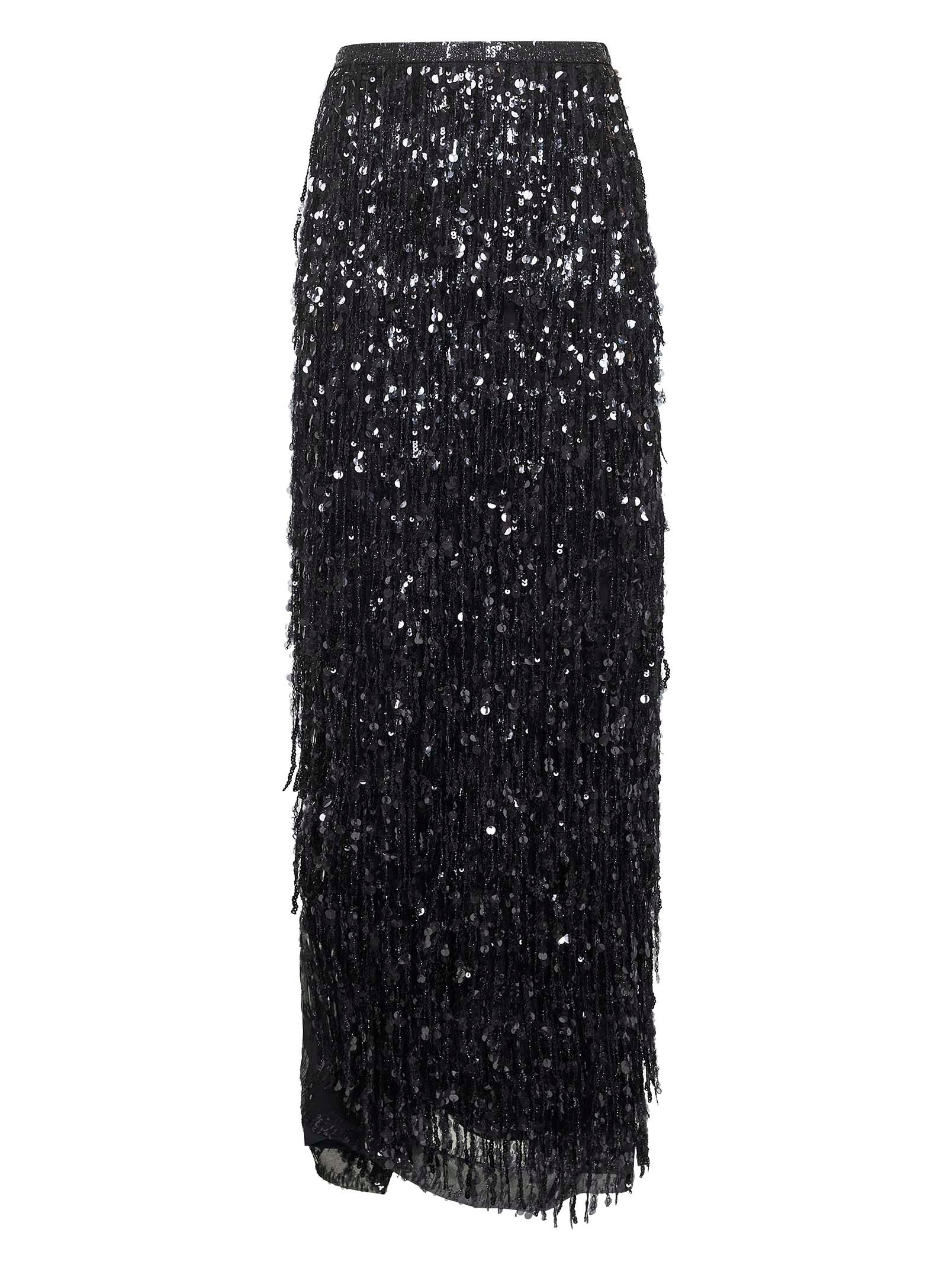 Black Crispy silk Column Couture skirt - 1