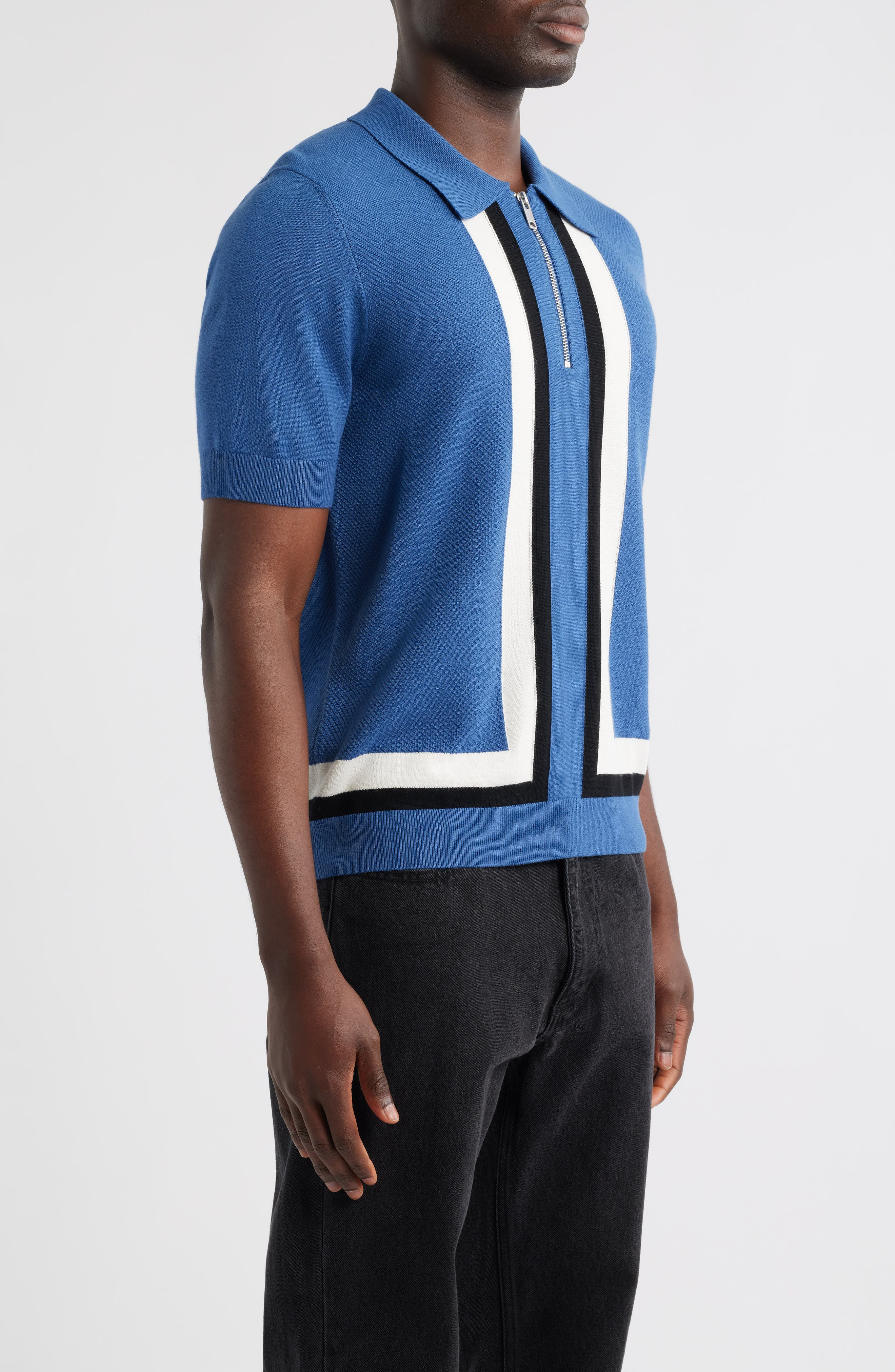 HUGO Sholpone Half Zip Polo in Medium Blue at Nordstrom - 3