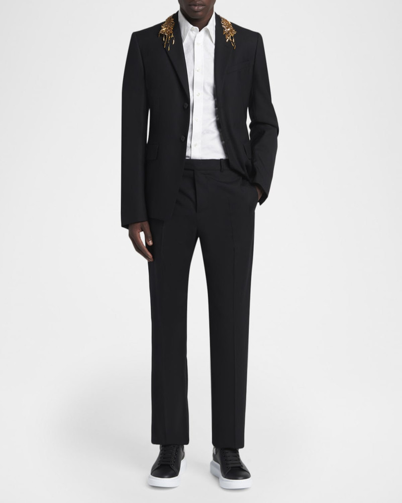 Alexander McQueen Men & apos;s Metallic Embroidered Two-Button Wool Jacket outlook