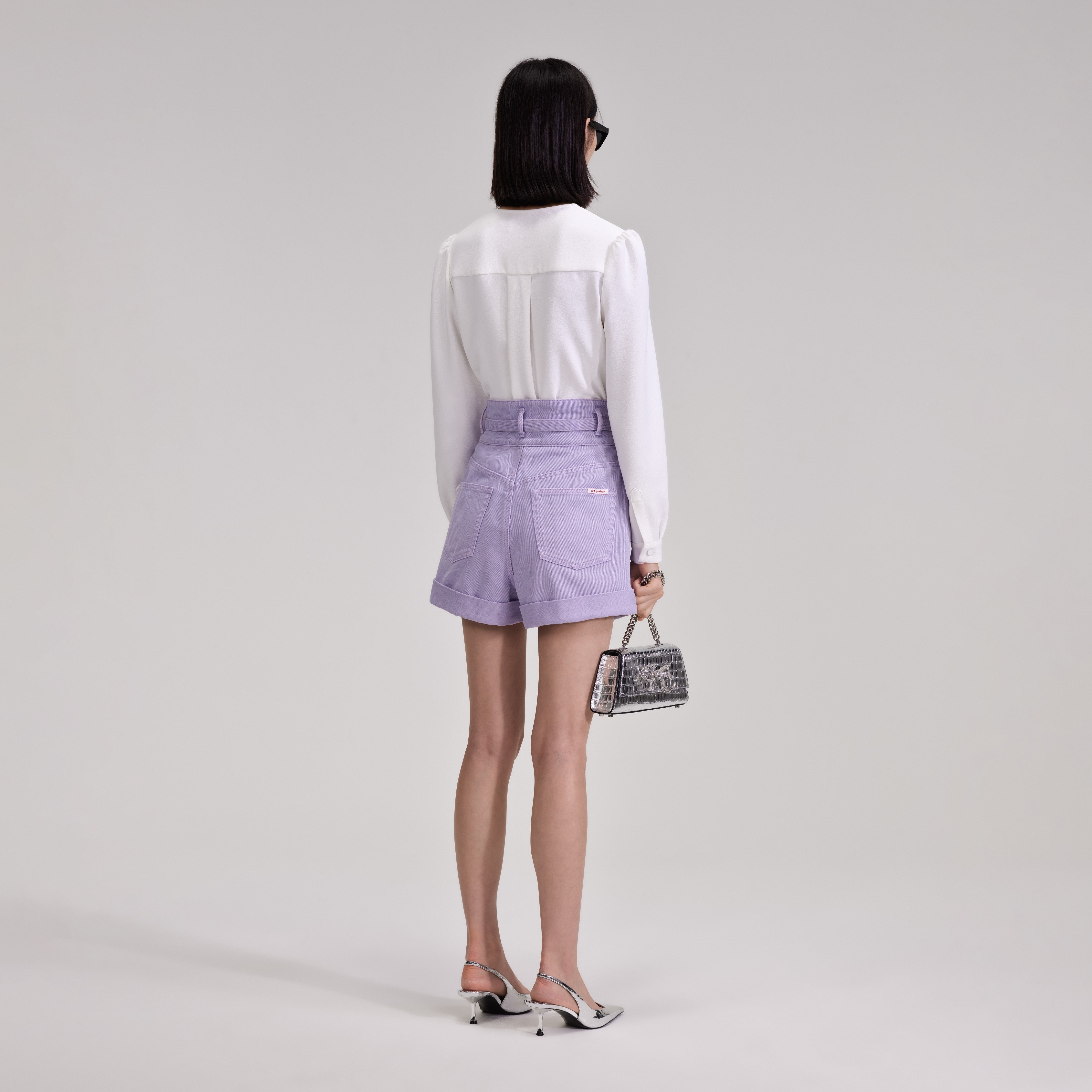 Lilac Denim Shorts - 3