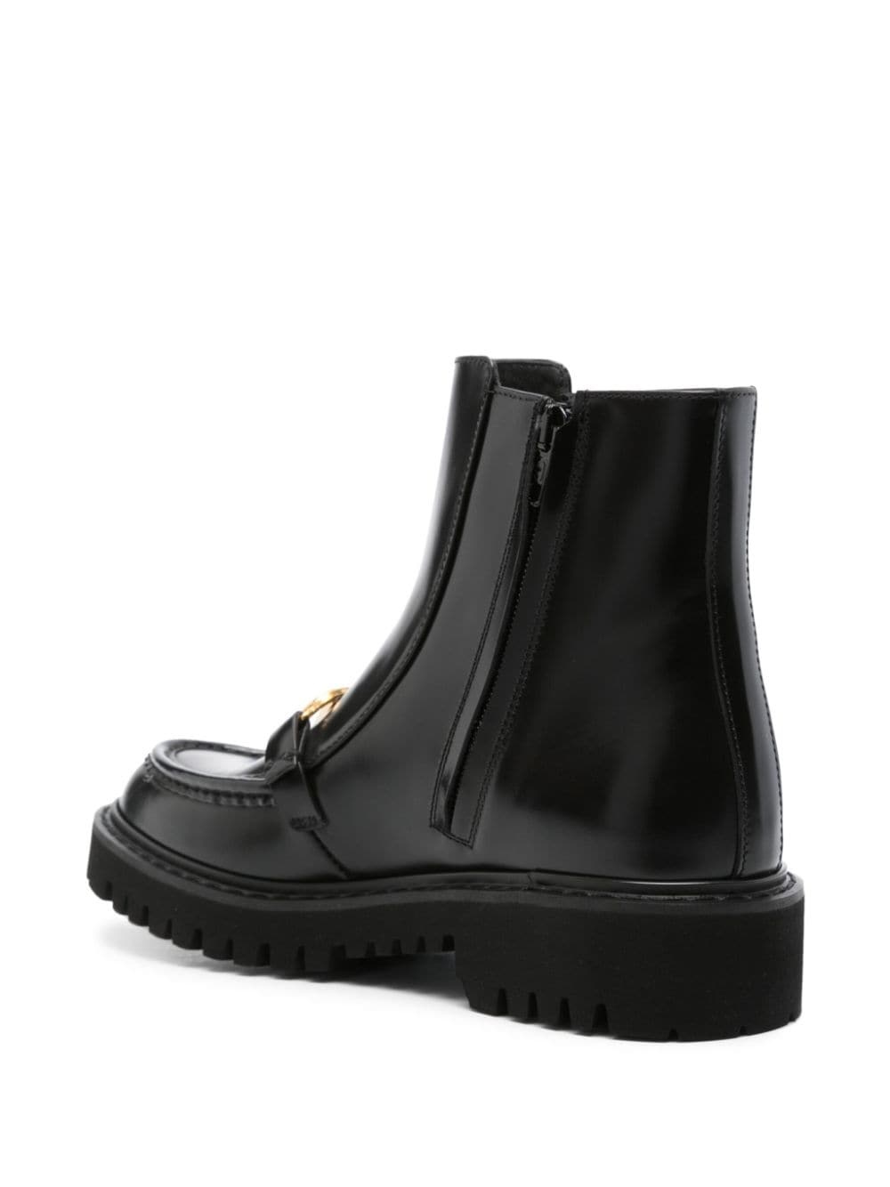VLogo leather flat boots - 3