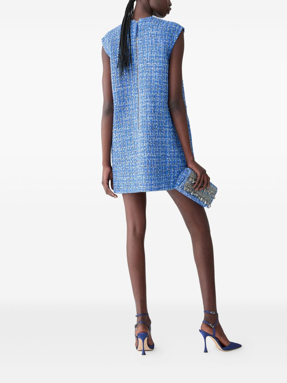 crystal-embellished tweed mini dress - 3