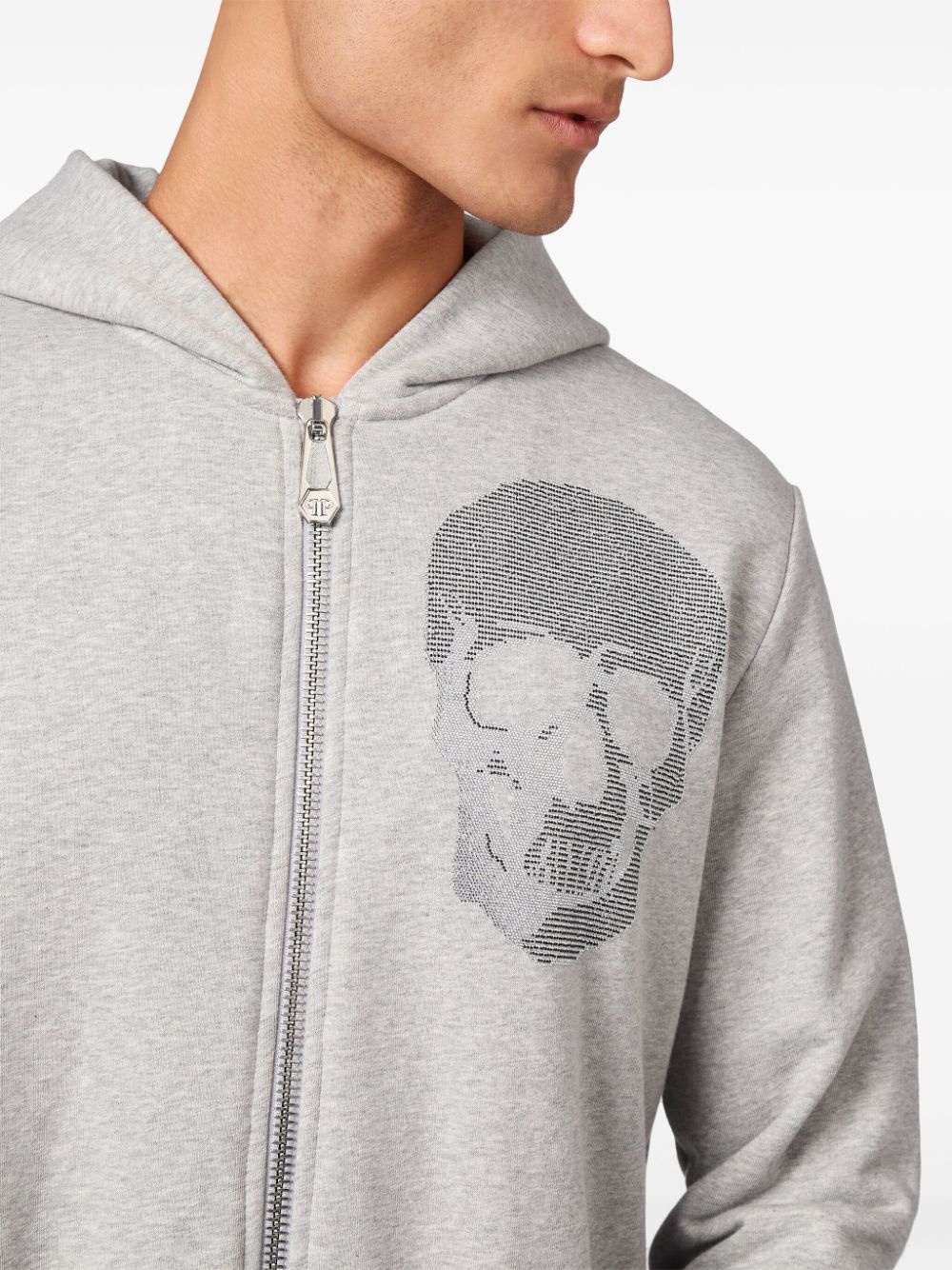 zip-up skull-embellished hoodie - 5