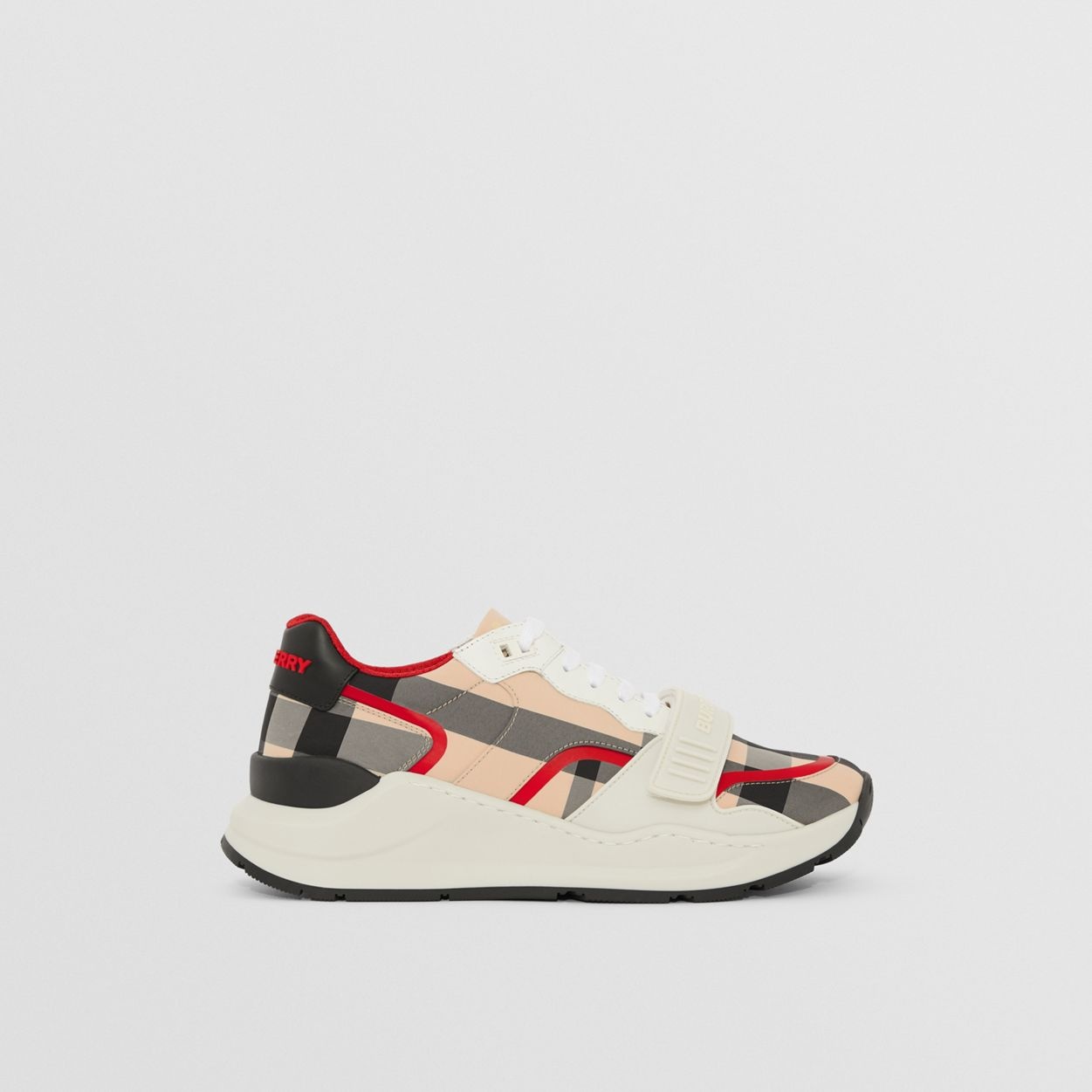 Check Nylon and Leather Sneakers - 1