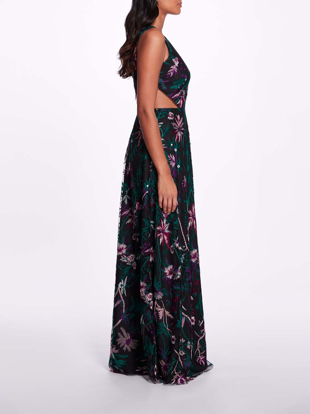 KEYHOLE BACK FLORAL GOWN - 3