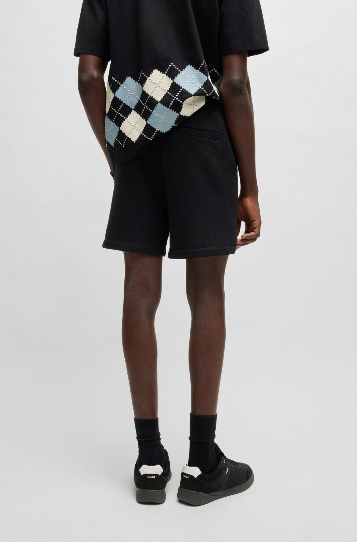 COTTON-TERRY SHORTS WITH CONTRAST LOGO - 5
