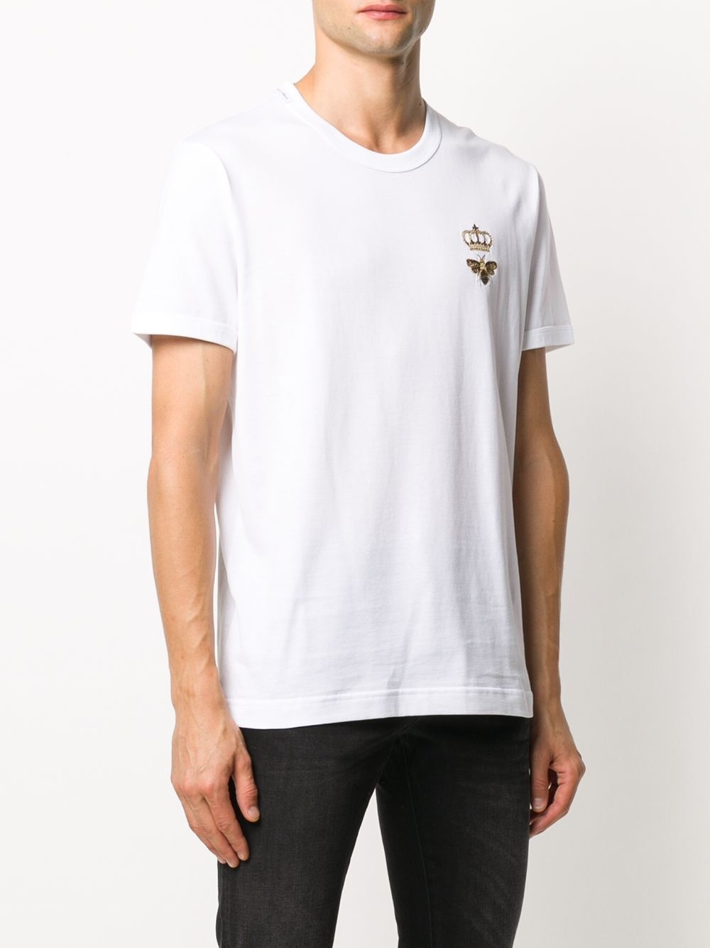 bee crown embroidered T-shirt - 4