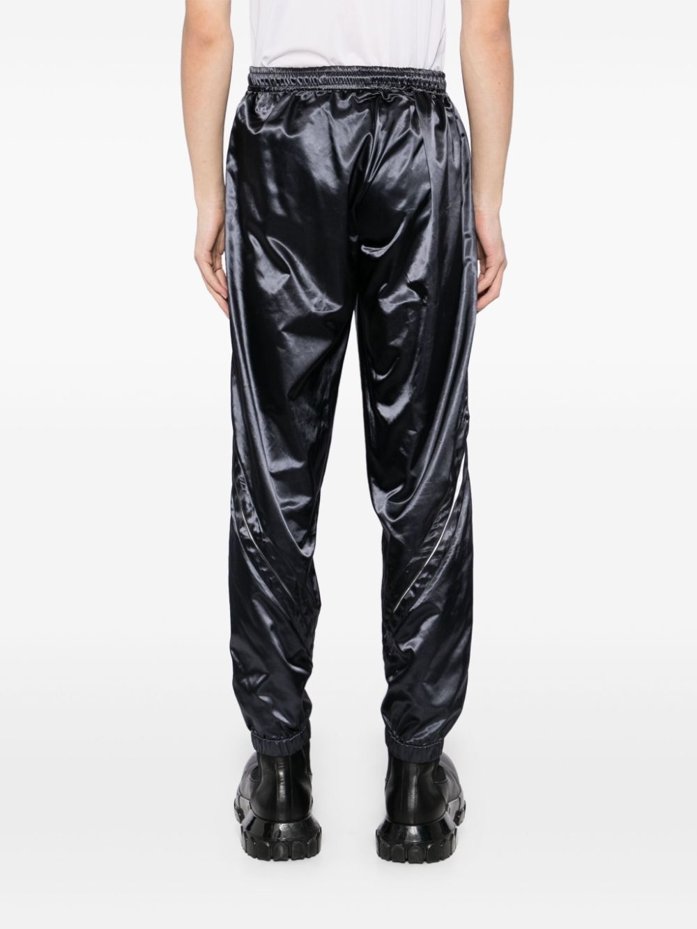 wet look split pants - 4