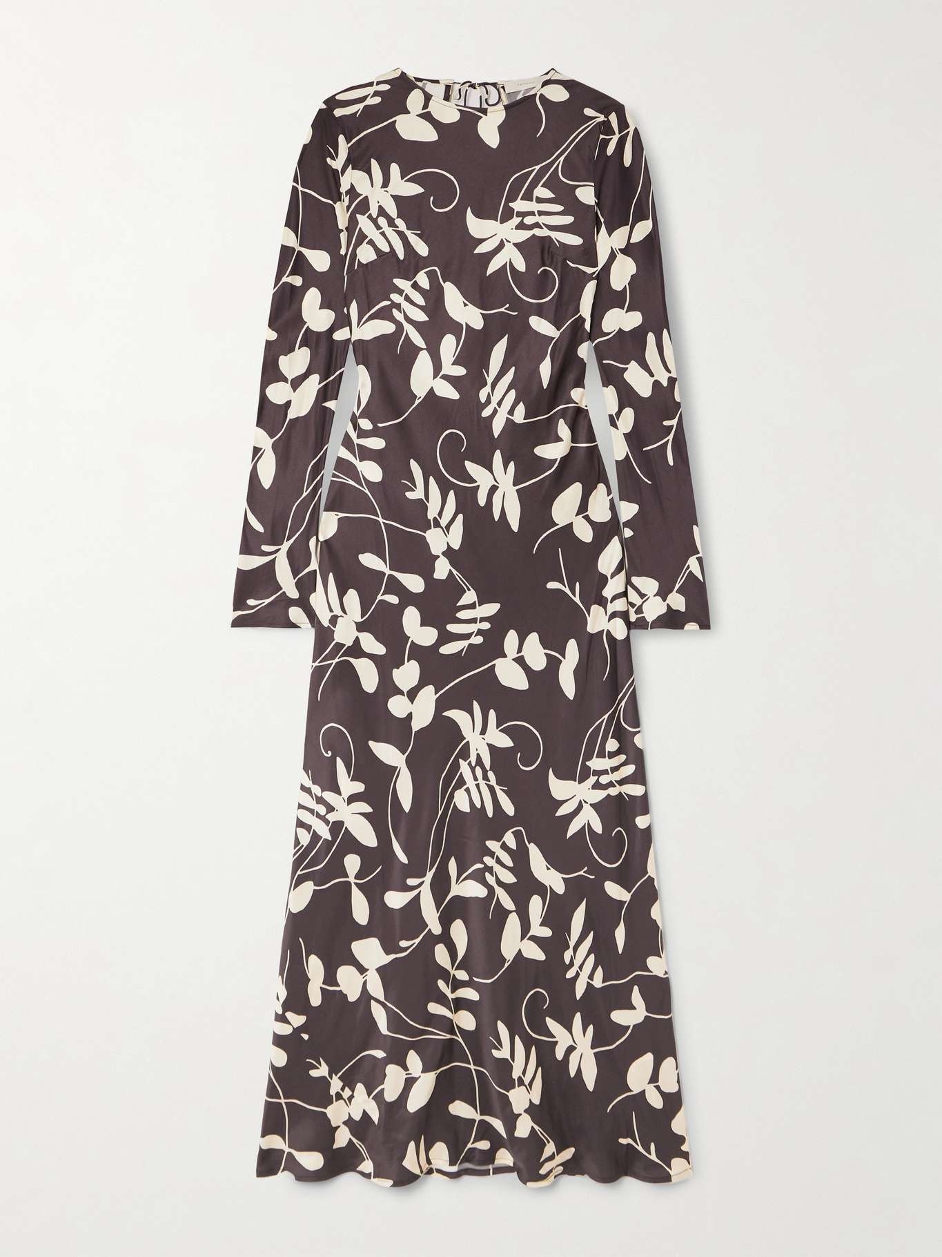 Faroe open-back printed satin maxi dress Chocolate - 1