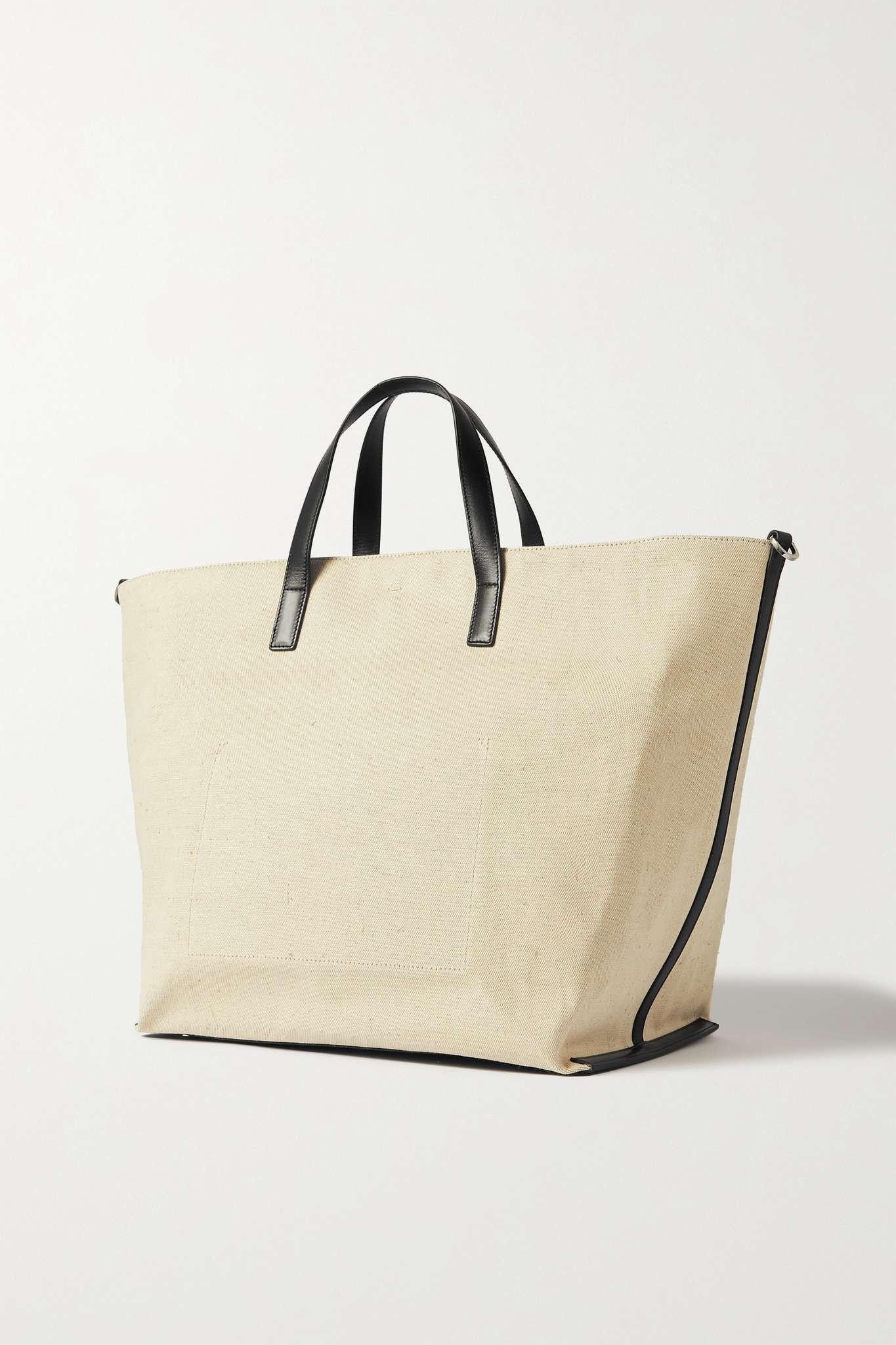 Medium leather-trimmed canvas tote - 3